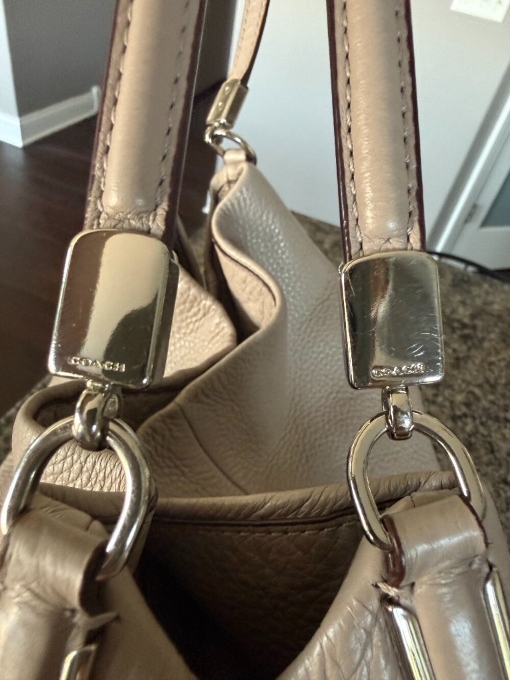Coach Madison Phoebe Shoulder Bag Taupe/Beige/Nude/Gray - Picture 7 of 8